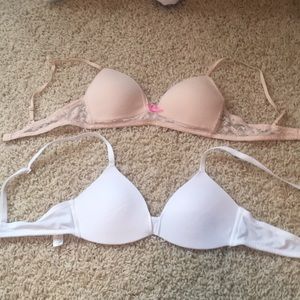 Nude and white bra